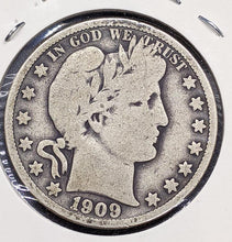 Load image into Gallery viewer, 1909 United States of America (USA) Silver 50-Cent Half Dollar Coin - V G 10
