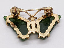 Load image into Gallery viewer, Gold Tone Jade / Jadeite Butterfly Pin / Brooch
