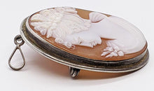 Load image into Gallery viewer, 800 Silver Rimmed Large Cameo Pendant / Brooch

