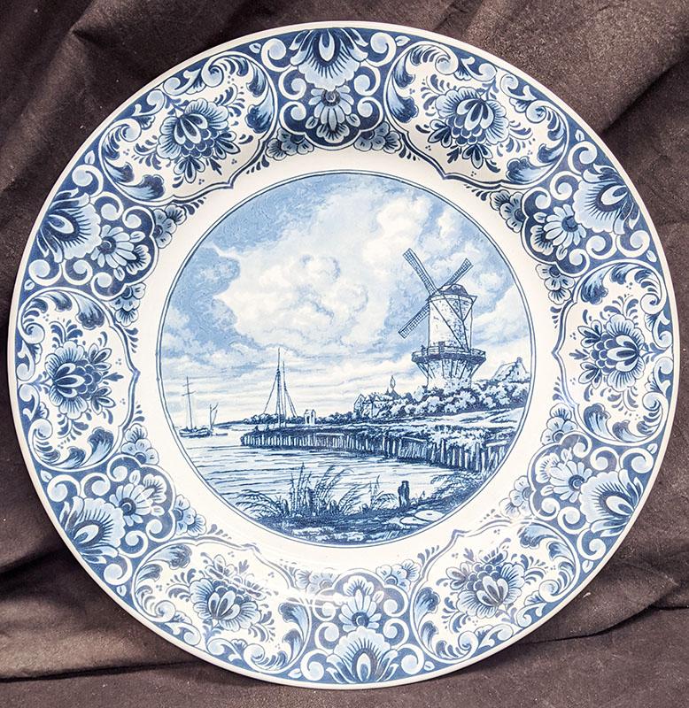 Large Vintage Delft Holland Hanging Plate - De Molen Van Wijk