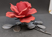 Load image into Gallery viewer, Bone China &amp; Bronzed Metal Ornamental Red Rose by Royal Worcester
