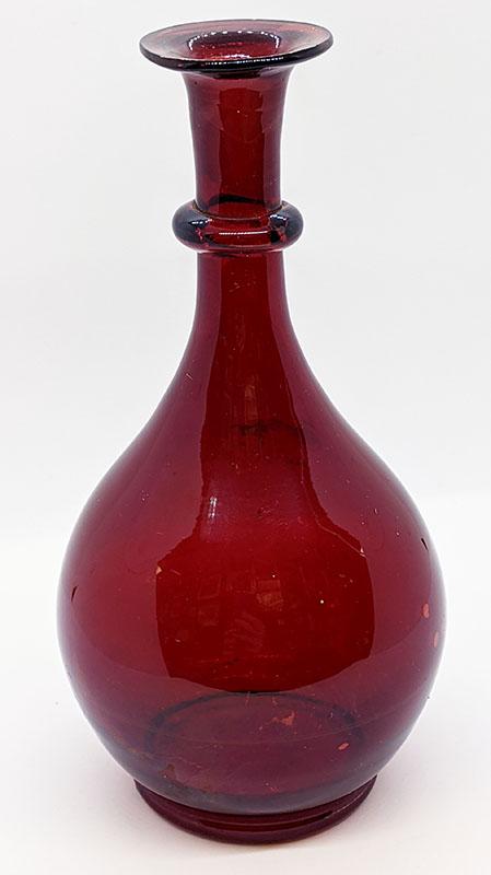 Ring Neck Ruby Barber Bottle / Vase