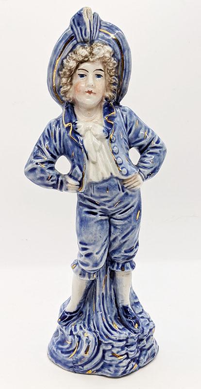 Vintage Blue & White Porcelain Figurine - Standing Man / Boy