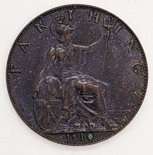 Load image into Gallery viewer, 1910 UK – Great Britain – Farthing Coin – A U
