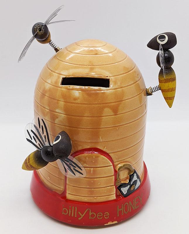 Vintage Billy Bee Honey Coin Bank - Made in Japan - 2 1/2 Bees - No Stopper