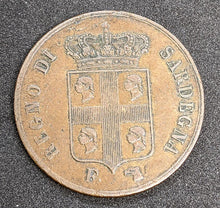 Load image into Gallery viewer, 1842 F Sardinia - Carl Alberto - 5 Centesimi Coin
