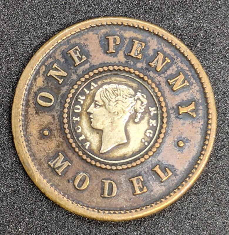 1844 Great Britain Joseph Moore Bi-Metallic One Penny Model Coinage