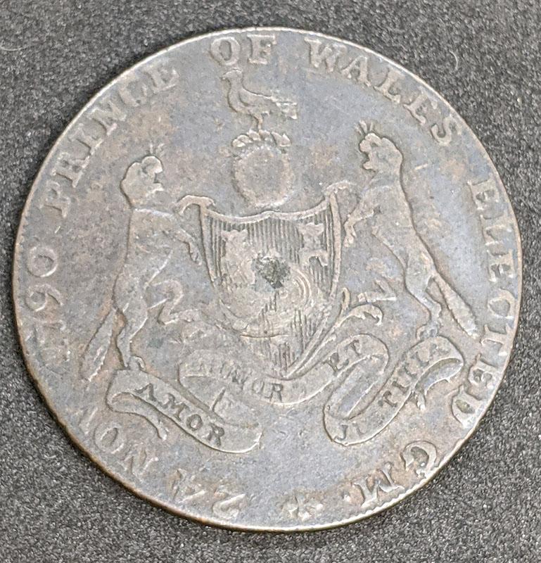 Unique 1795 Great Britain – Middlesex Half Penny Token Coin With Counter Stamp