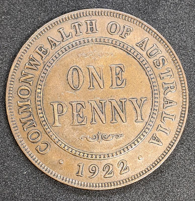 1922 Australia One Penny Coin