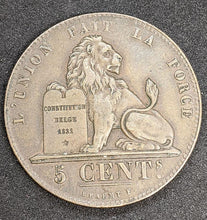 Load image into Gallery viewer, 1856 Belgium 5 Centimes Coin – X F
