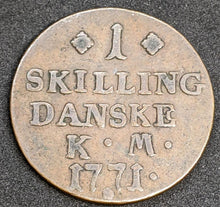 Load image into Gallery viewer, 1771 Denmark 1 Skilling Coin V F
