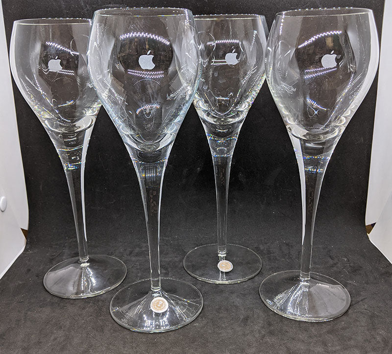 Set of 4 Long Stem Wine Glasses Made For APPLE INC. Employees - Made in Romania
