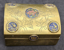 Load image into Gallery viewer, Vintage Chinese Wood Lined Brass Trinket Box
