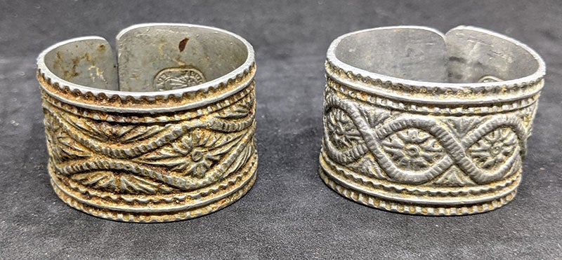 Pair Of Antique Fein Zinn Pewter Napkin Rings