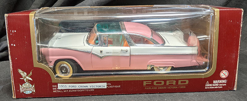 1955 Ford Fairlane Crown Victoria Pink & White - 1:18 Diecast Road Legends