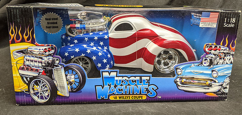 1941 Willys Coupe Red White Blue 1:18 Diecast Muscle Machines