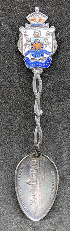Vintage Sterling Silver Victoria B.C. Souvenir Spoon - Enameled Top