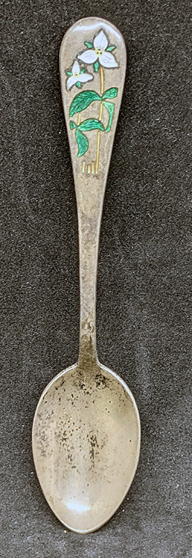 Vintage Sterling Silver Ontario Souvenir Spoon - Enamelled Trilliums