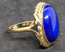 Load image into Gallery viewer, Beautiful 14 Kt Yellow Gold Lapis &amp; Diamond Ring - Size 9.25
