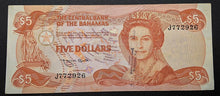 Load image into Gallery viewer, 1984 Central Bank of Bahamas $5 Bank Note – V F + / X F – Bank Stamp
