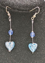 Load image into Gallery viewer, Sterling Silver, Murano Glass Heart Drop Earrings
