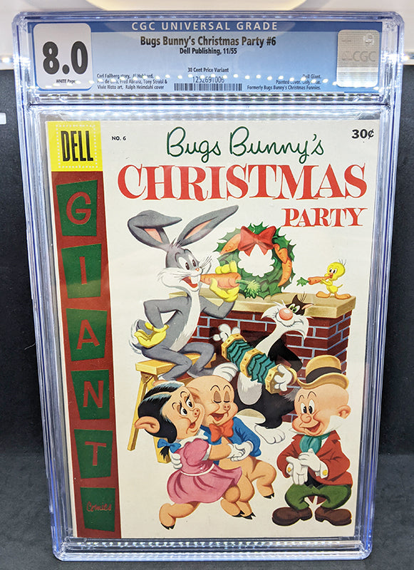 CGC Graded Bugs Bunny's Christmas Party #6 Comic - 8.0 White - CDN VARIANT