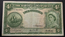 Load image into Gallery viewer, 1953 Bahamas Government 4 Shillings Bank Note – V F

