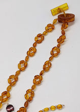 Load image into Gallery viewer, Amber &amp; Garnet Bead Fashion Necklace - Unique Toggle Clasp - 18&quot;

