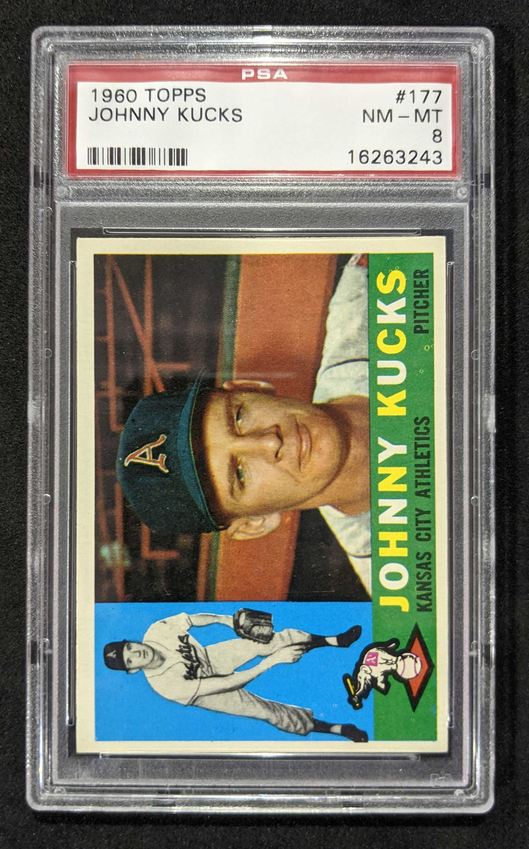 1960 Topps Johnny Kucks #177 PSA NM-MT 8, Serial #16263243