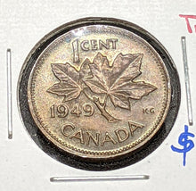 Load image into Gallery viewer, 1949 Canada Small One Cent Penny Coin - A Between Denticles
