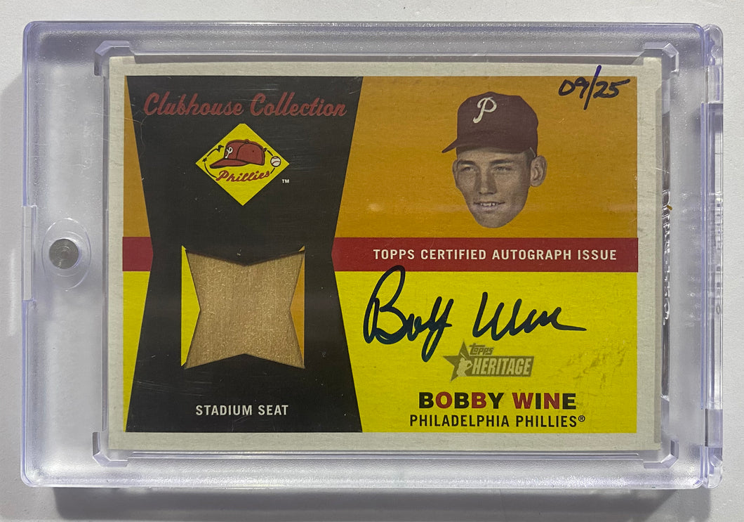 2009 Topps Heritage CH Relic Signed Blue Ink 09/25 Bobby Wine #CCAR-BW
