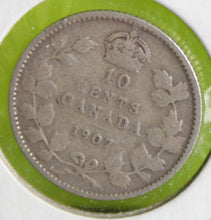 Load image into Gallery viewer, 1907 Canada Sterling Silver Dime - V G
