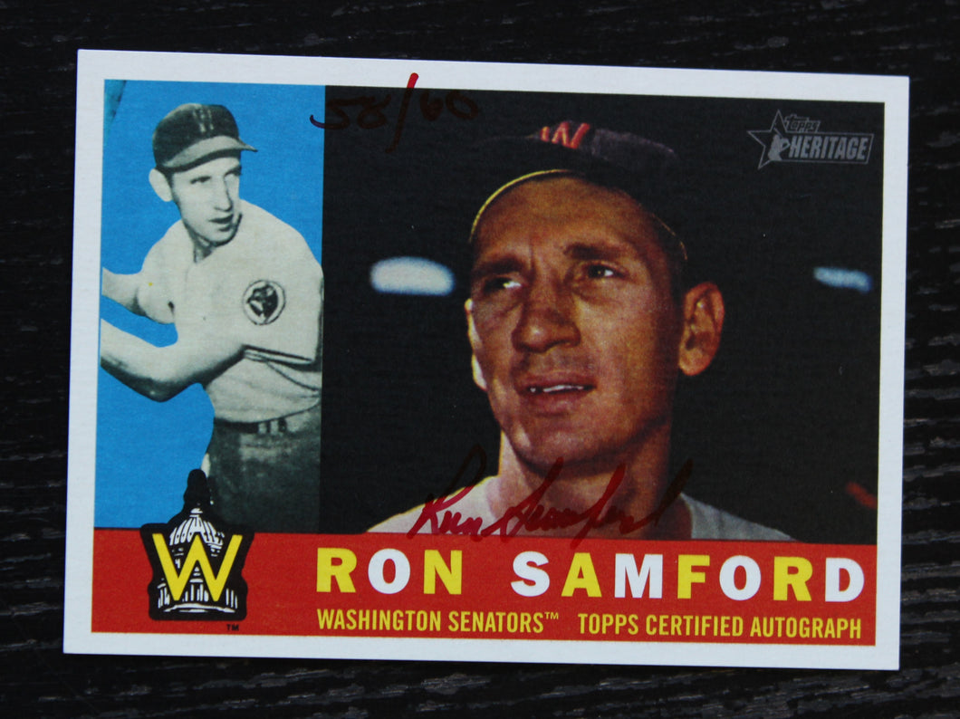 2009 Topps Heritage Real One Red Ink Ron Samford Autograph 58/60