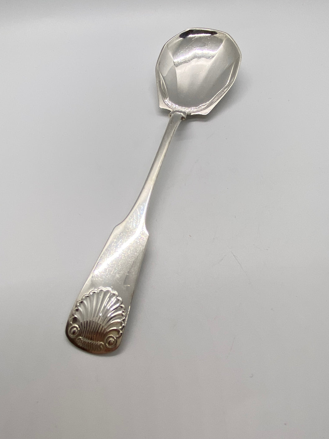 1933 Danish Sterling Silver Shell Pattern, Unique Bowl Serving Spoon - 7 7/8