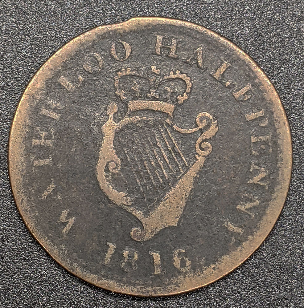 1816 Canada Wellington Half Penny Token WE-10A2 WEL-51B ↑↓
