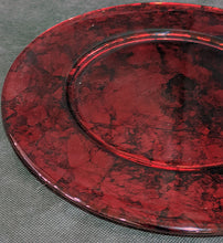 Load image into Gallery viewer, Antiqued Red Black Marbled Glass Charger Plate - 12.5&quot;
