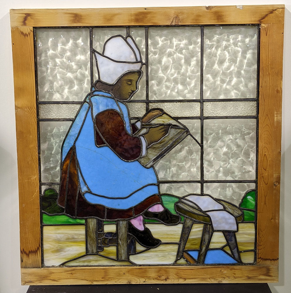 Leaded Glass Window - Amazing Colour - Woman Reading