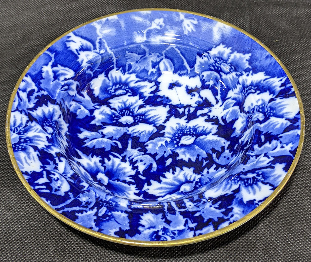 Antique W.A.A. & Co. - Victorian Potter - Flow Blue Rimmed Bowl