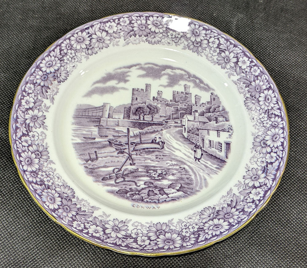 Conway Souvenir Plate - Sutherland China - Violet - Made in England