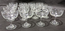 Load image into Gallery viewer, 16 Etched Glass Champagne / Sherbert Glasses
