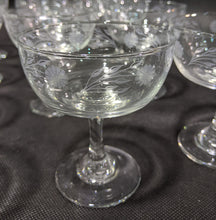 Load image into Gallery viewer, 16 Etched Glass Champagne / Sherbert Glasses
