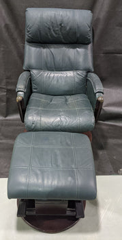 Forest Green Leather Aventglide Rocking Chair & Foot Stool