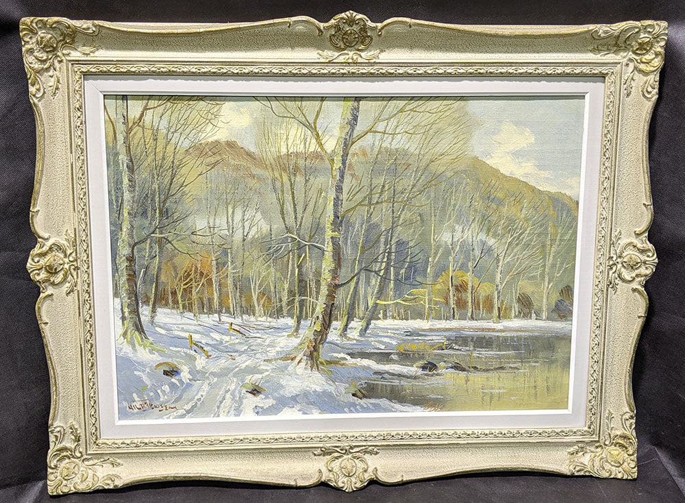 Framed Painting on Canvas - Winter Scene - 34 x 26