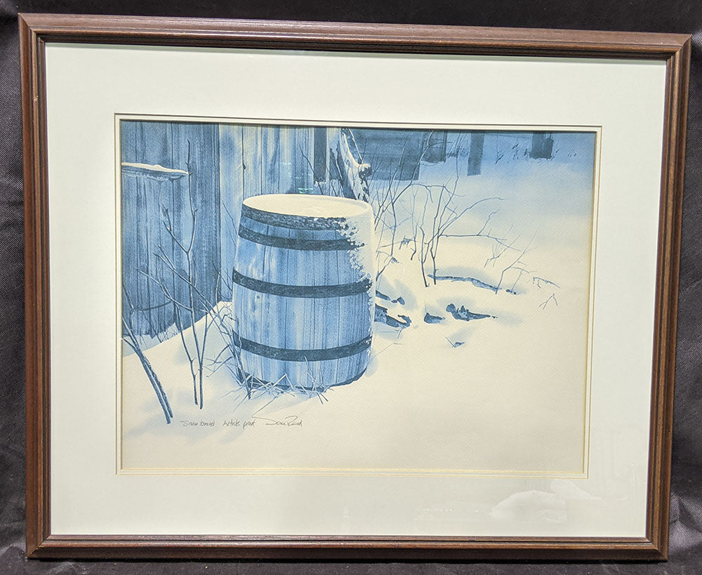 Artists Proof - D. Reid - Snow Barrel - Framed