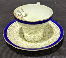 Load image into Gallery viewer, Aynsley Bone China Tea Cup &amp; Saucer -- Corset Shape - Cobalt Blue &amp; Twig
