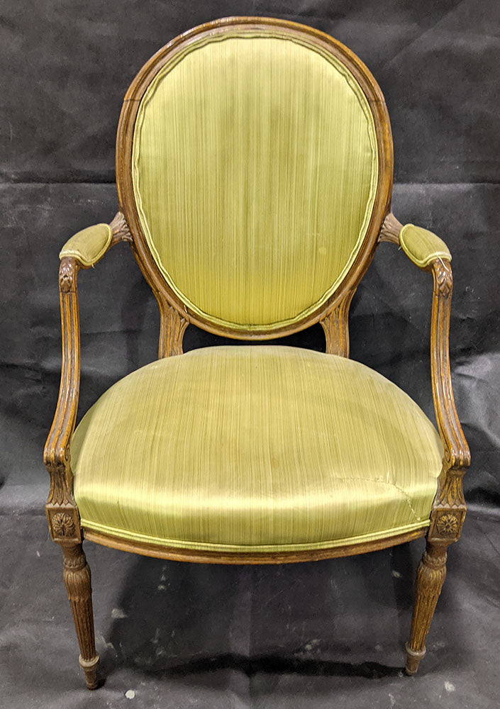 Vintage Cameo Back Upholstered Side Chair - As Is