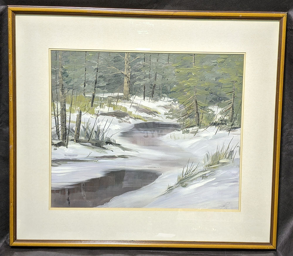 Original Oil & Watercolour, Mixed Media Artwork - First Snow - Signed