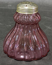 Load image into Gallery viewer, Vintage Cranberry Glass, Silver Plate Top, Muffineer - Ribbed Design
