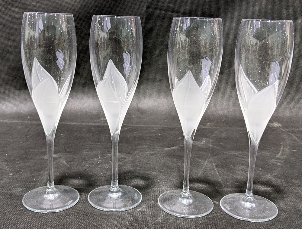 4 x J. G. Durand Crystal Champagne Flute Glasses