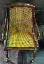 Load image into Gallery viewer, Vintage Mahogany Caned Back Chair on Castors
